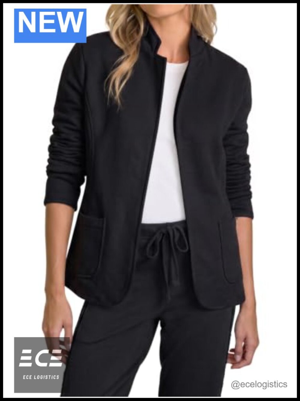 Sweatshirt Blazer Open Front Lapel Suit Jacket Casual Coat